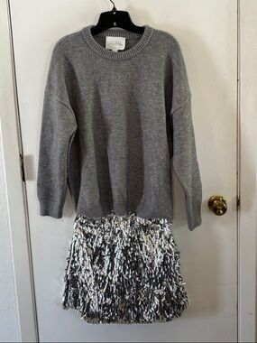Mare Mare grey sweater mini dress with silver sequins spangle skirt Size Small